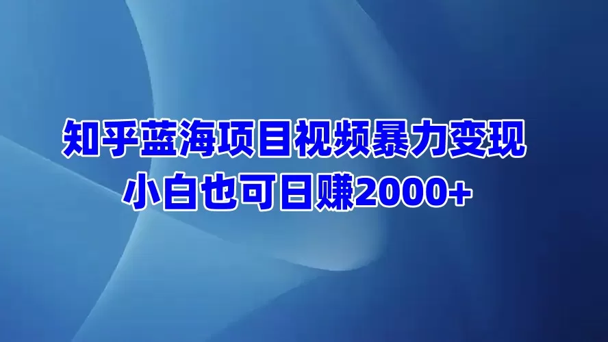 知乎蓝海项目视频带货 小白也可日赚2000+-颜夕资源网-第18张图片