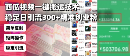 西瓜视频一键搬运技术，稳定日引流300+精准创业粉，简单可复制给团队-颜夕资源网-第18张图片