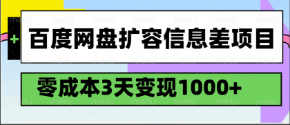百度网盘扩容信息差项目，零成本，3天变现1000+-颜夕资源网-第18张图片