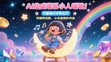 AI生成萌系小人唱歌！0基础3分钟出片，28个作品涨粉9万，日赚四位数，小白直接抄作业-颜夕资源网-第18张图片