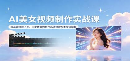 AI美女视频制作实战课：零基础快速上手，三步教会你制作高清爆款AI美女短视频